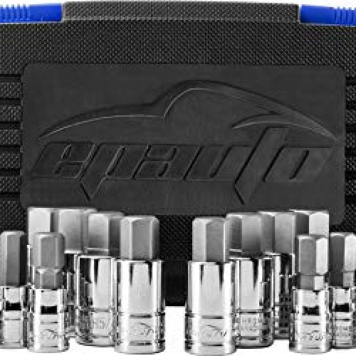 EPAuto 32 PCs Hex Bit Socket Set, SAE and Metric, S2 & Cr-V Steel