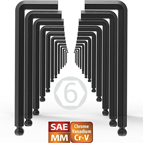 EPAuto Long Arm Ball End Hex Key Allen Wrench Set, Inch/Metric, 26...