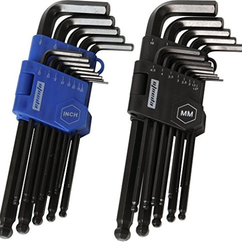 EPAuto Long Arm Ball End Hex Key Allen Wrench Set, Inch/Metric, 26...