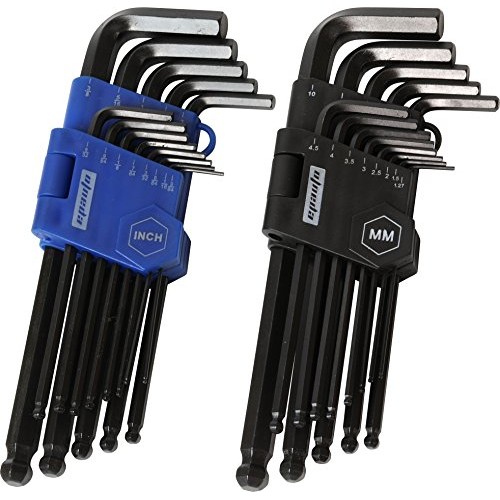 EPAuto Long Arm Ball End Hex Key Allen Wrench Set, Inch/Metric, 26...