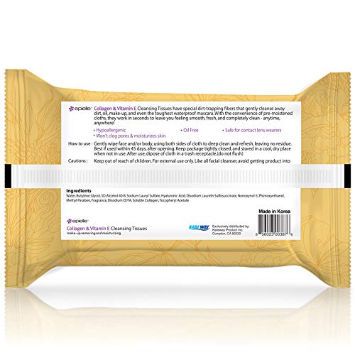 Epielle Collagen Facial Cleansing Tissues, 60ct 1 Pack