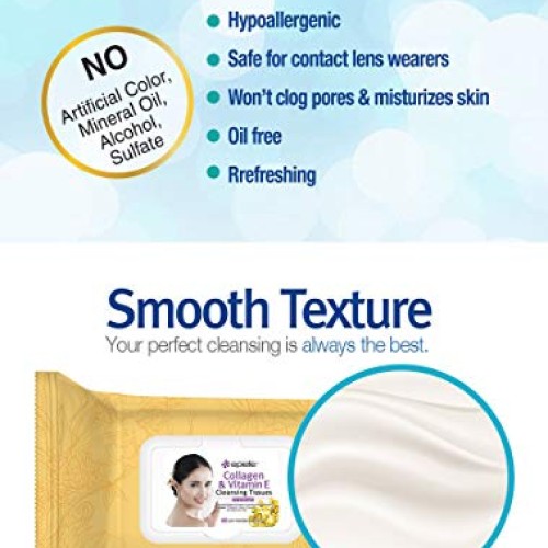 Epielle Collagen Facial Cleansing Tissues, 60ct 1 Pack