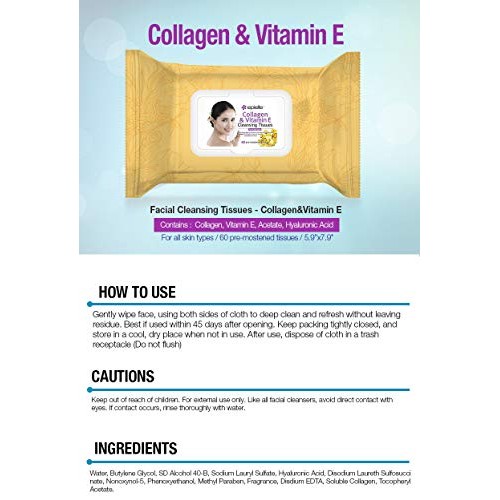 Epielle Collagen Facial Cleansing Tissues, 60ct 1 Pack