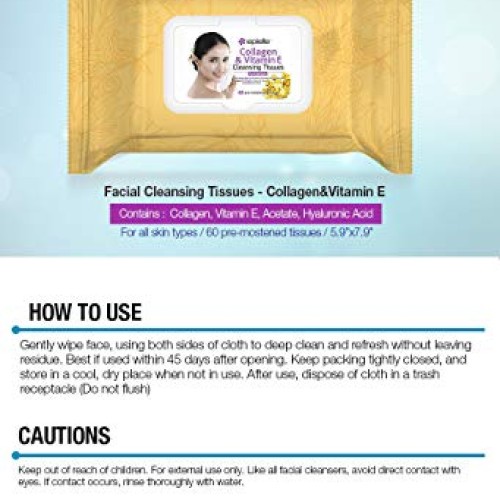 Epielle Collagen Facial Cleansing Tissues, 60ct 1 Pack