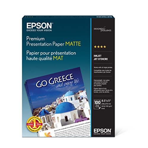 Epson Premium Presentation Paper MATTE 8.5x11 Inches, 100 Sheets...