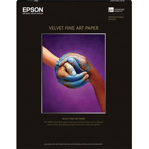 Epson Velvet Fine Art Paper 8.5x11 Inches, 20 Sheets S041636