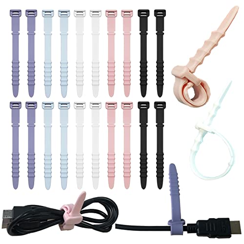 Silicone Zip Ties, Reusable Zip Ties, 20pcs Rubber Cable Ties Stra...