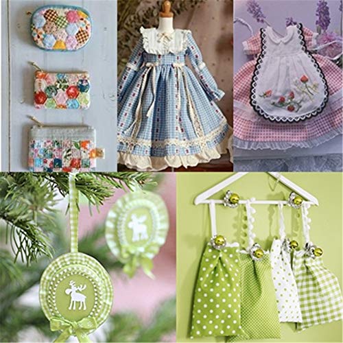 5PCS 19.7x19.7Inch Floral Dot Plaid Patterns Blue Cotton Craft Fab...