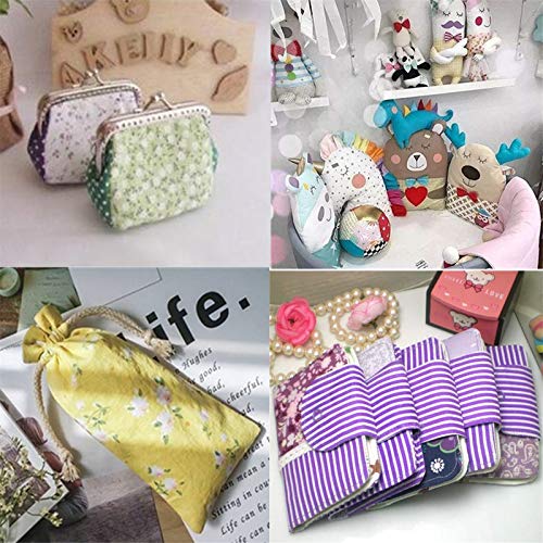 5PCS 19.7x19.7Inch Floral Dot Plaid Patterns Blue Cotton Craft Fab...
