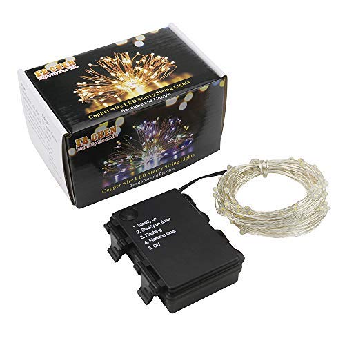 ER CHEN Battery Operated String Lights, 33ft/10M 100 LED Fairy Lig...