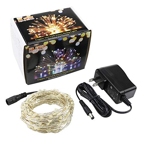ER CHEN LED String Lights Plug in, 66Ft/20M 200 LED Silver Coated ...