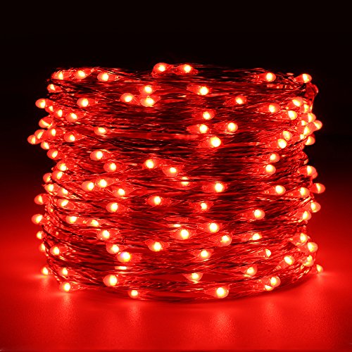 ER CHEN Red Fairy Lights Plug in, 66ft 200 LED Starry String Light...