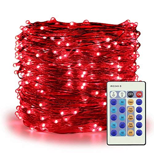 ER CHEN Red Fairy Lights Plug in, 99ft 300 LED Starry String Light...