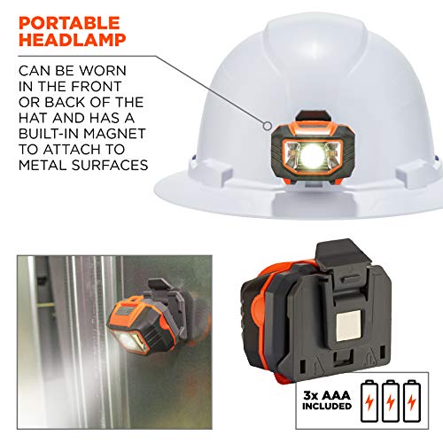 Ergodyne - 60152 Hard Hat with Light, Full Brim, Ratchet Suspensio...