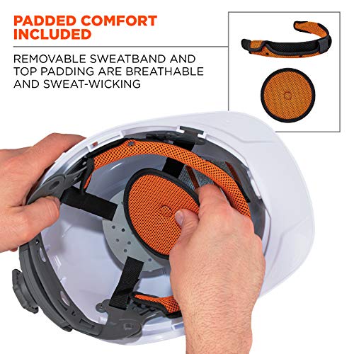 Ergodyne - 60152 Hard Hat with Light, Full Brim, Ratchet Suspensio...