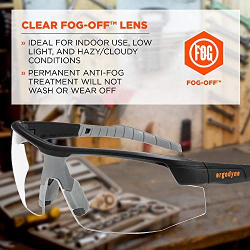 Ergodyne Skullerz SKOLL Safety Glasses-Matte Black Frame, Anti-Fog...
