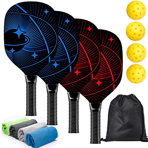 Pickleball Paddles, Pickleball Set with 4 Premium Wood Pickleball ...