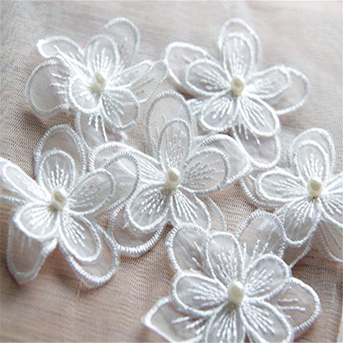 ESH7 10pcs Butterfly White Lace Flower Applique Trim for Wedding D...