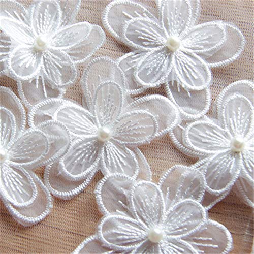 ESH7 10pcs Butterfly White Lace Flower Applique Trim for Wedding D...