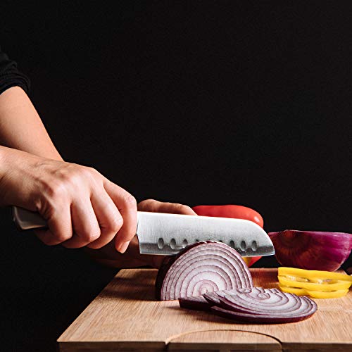 Santoku Knife Set, 2 Pieces Kitchen Chef Knife 5.5-Inch 7-Inch Hol...