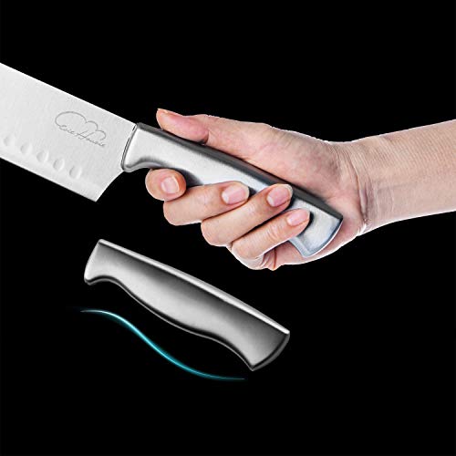 Santoku Knife Set, 2 Pieces Kitchen Chef Knife 5.5-Inch 7-Inch Hol...
