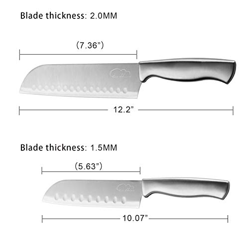 Santoku Knife Set, 2 Pieces Kitchen Chef Knife 5.5-Inch 7-Inch Hol...