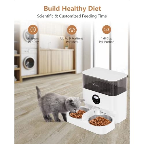 Espelho Elevated Automatic Cat Feeders for 2 Cats, 5L Timed Cat Fo...