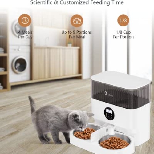 Espelho Elevated Automatic Cat Feeders for 2 Cats, 5L Timed Cat Fo...