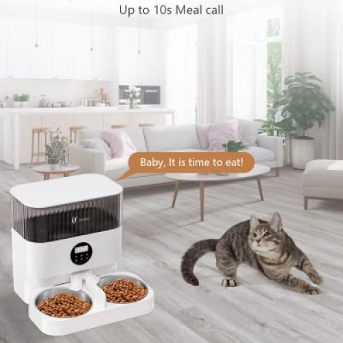 Espelho Elevated Automatic Cat Feeders for 2 Cats, 5L Timed Cat Fo...