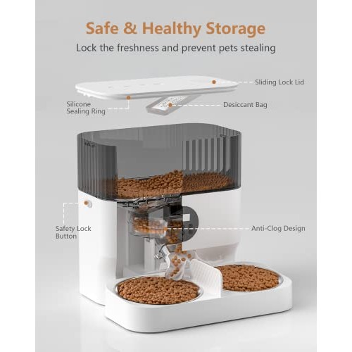 Espelho Elevated Automatic Cat Feeders for 2 Cats, 5L Timed Cat Fo...