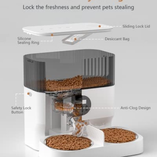 Espelho Elevated Automatic Cat Feeders for 2 Cats, 5L Timed Cat Fo...