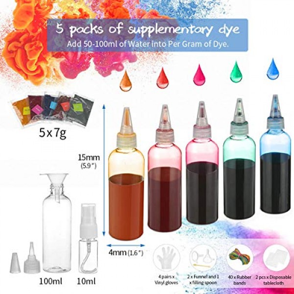 Tie Dye Kit Fabric Textile Paints - ESSORT 5 Colors Dying Set DIY ...