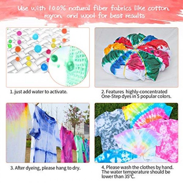 Tie Dye Kit Fabric Textile Paints - ESSORT 5 Colors Dying Set DIY ...