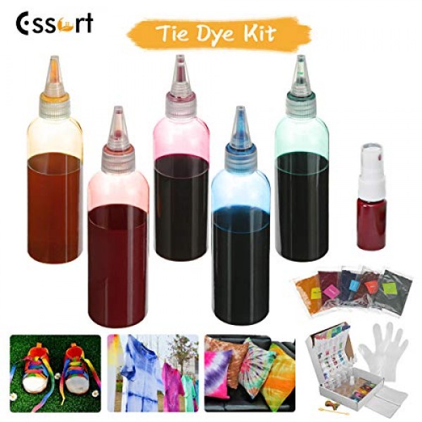 Tie Dye Kit Fabric Textile Paints - ESSORT 5 Colors Dying Set DIY ...