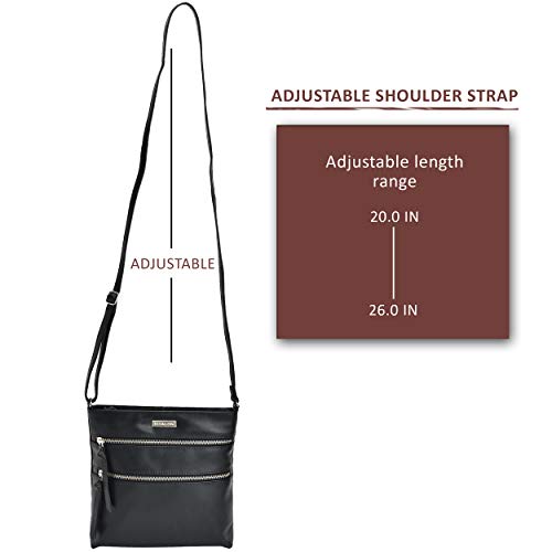 Crossbody Purse Black Genuine Leather - Small Shoulder Bag for Women