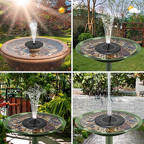 Solar Fountain, 1.4W Solar Powered Circle Garden Water Pump with 6...