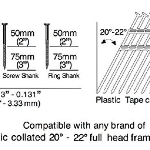 Estwing EFR2190 Pneumatic 21 Degree 3-1/2 Full Round Head Framing...