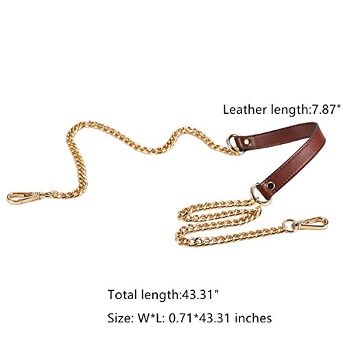 ESUPPORT Purse Straps Replacement Leather Metal Chain Unadjustable...