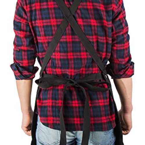 ETBOL 16 Oz Canvas Apron for Men - Black Heavy Duty Work Apron for...