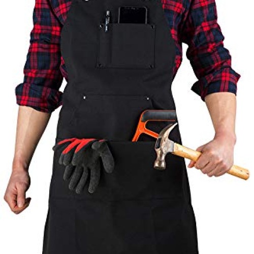 ETBOL 16 Oz Canvas Apron for Men - Black Heavy Duty Work Apron for...