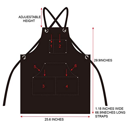 ETBOL 16 Oz Canvas Apron for Men - Black Heavy Duty Work Apron for...