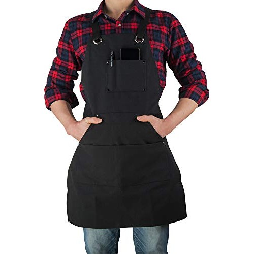 ETBOL 16 Oz Canvas Apron for Men - Black Heavy Duty Work Apron for...