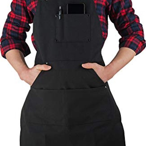 ETBOL 16 Oz Canvas Apron for Men - Black Heavy Duty Work Apron for...