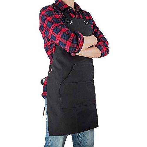 ETBOL 16 Oz Canvas Apron for Men - Black Heavy Duty Work Apron for...