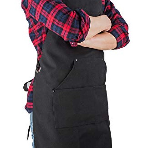 ETBOL 16 Oz Canvas Apron for Men - Black Heavy Duty Work Apron for...