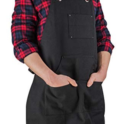 ETBOL 16 Oz Canvas Apron for Men - Black Heavy Duty Work Apron for...