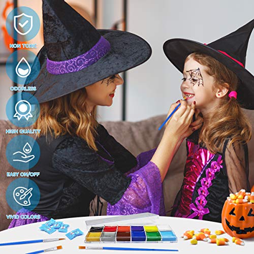 ETEREAUTY Face Body Paint, Halloween Cosplay Makeup with 12 Colors...