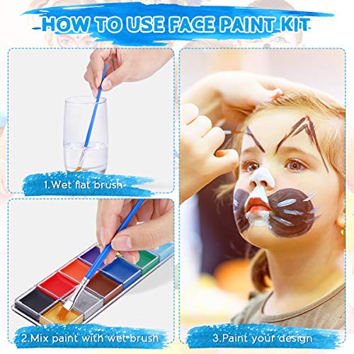 ETEREAUTY Face Body Paint, Halloween Cosplay Makeup with 12 Colors...