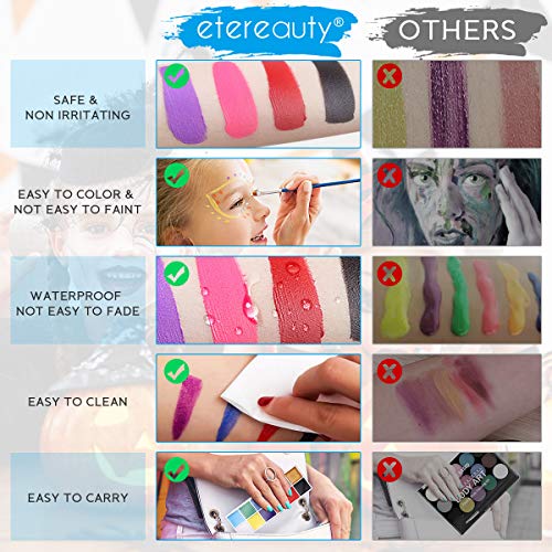 ETEREAUTY Face Body Paint, Halloween Cosplay Makeup with 12 Colors...
