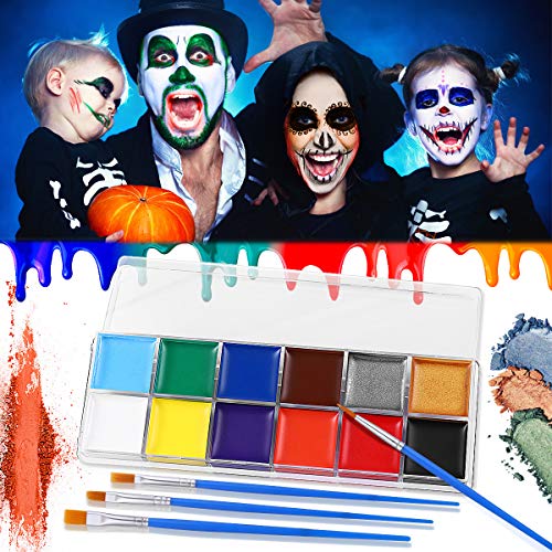 ETEREAUTY Face Body Paint, Halloween Cosplay Makeup with 12 Colors...